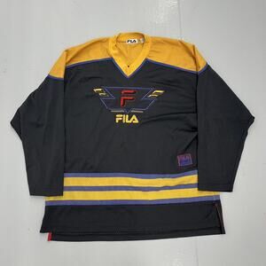 Vintage 90s Fila Black Embroidered Hockey Jersey